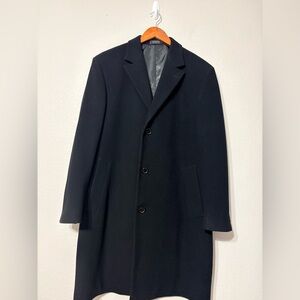Men’s Elegant Black Wool Cashmere Blend Over Coat. Single Breast Dressy 40R